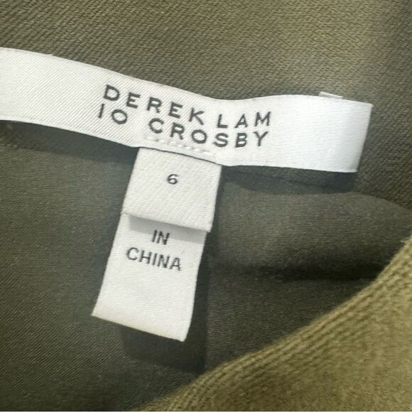 DEREK LAM 10 CROSBY Rooney Cotton-Blend Mini Dress in Army Olive - Picture 11 of 13